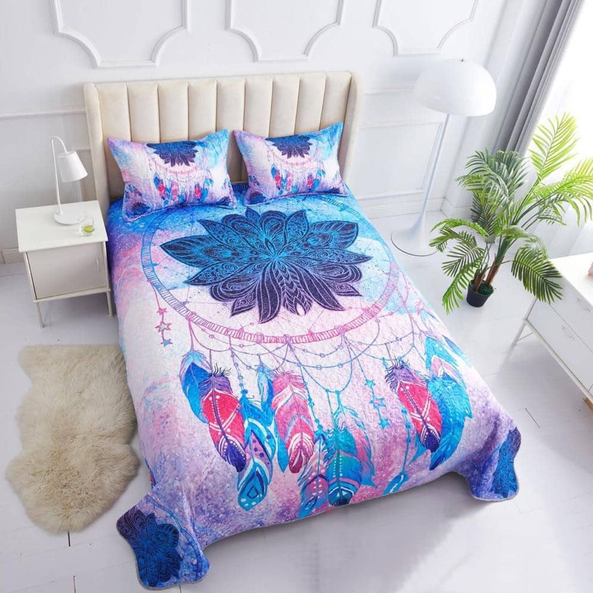 GENERICO - CUBRECAMA DE VERANO 2 PLAZA  ELEGANTE ATRAPA SUEÑO QUILT DELGADO WYM