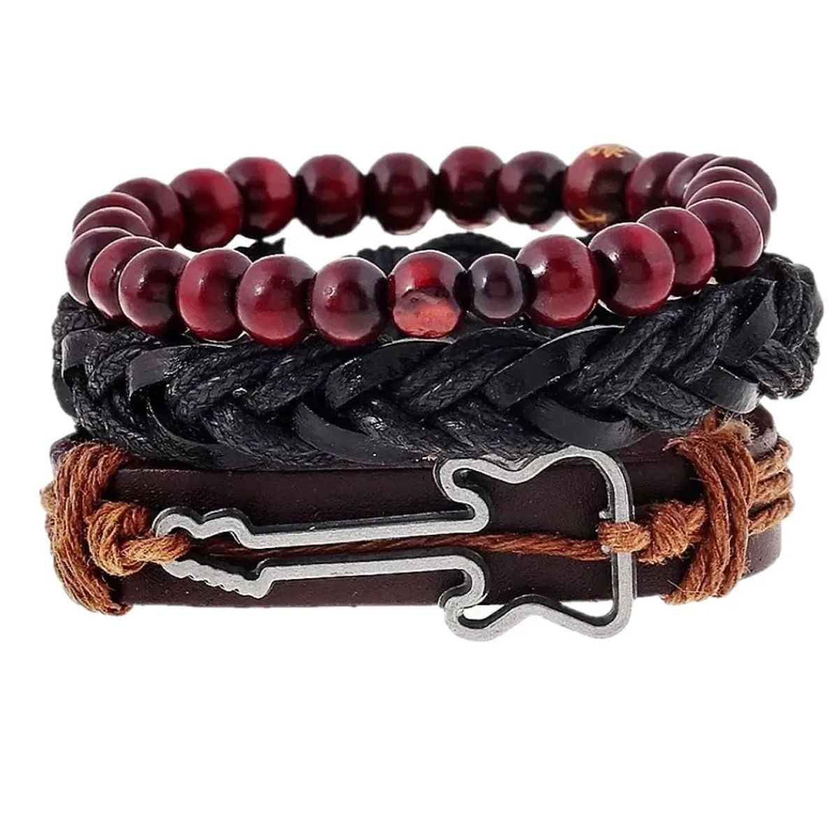 GENERICO - Conjunto Pulsera De Cuero Guitarra Hombre Mujer Moda
