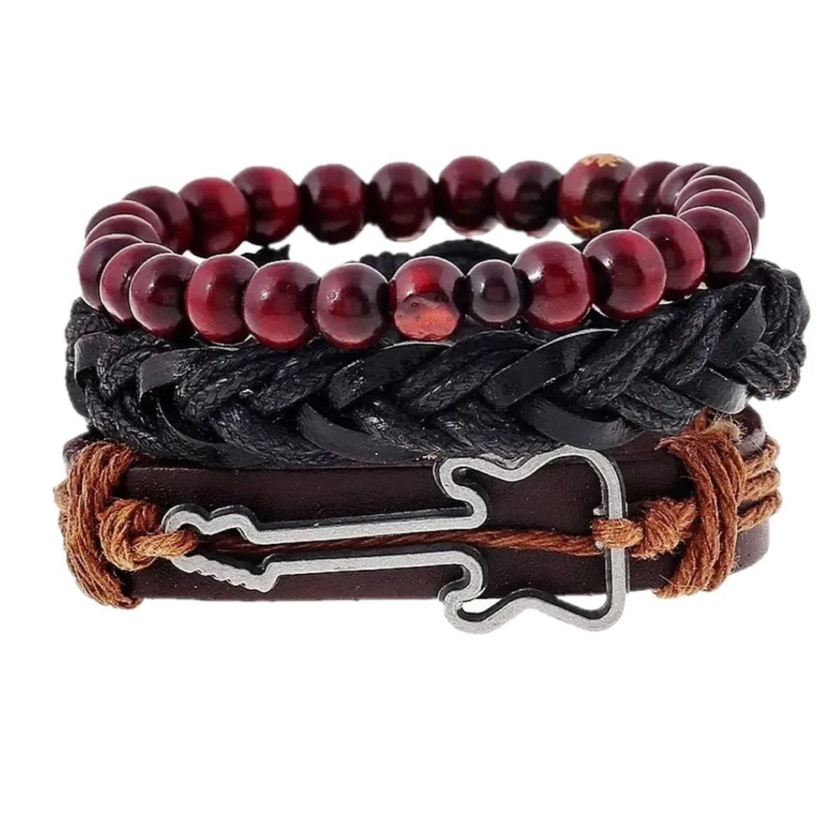 GENERICO - Conjunto Pulsera De Cuero Guitarra Hombre Mujer Moda