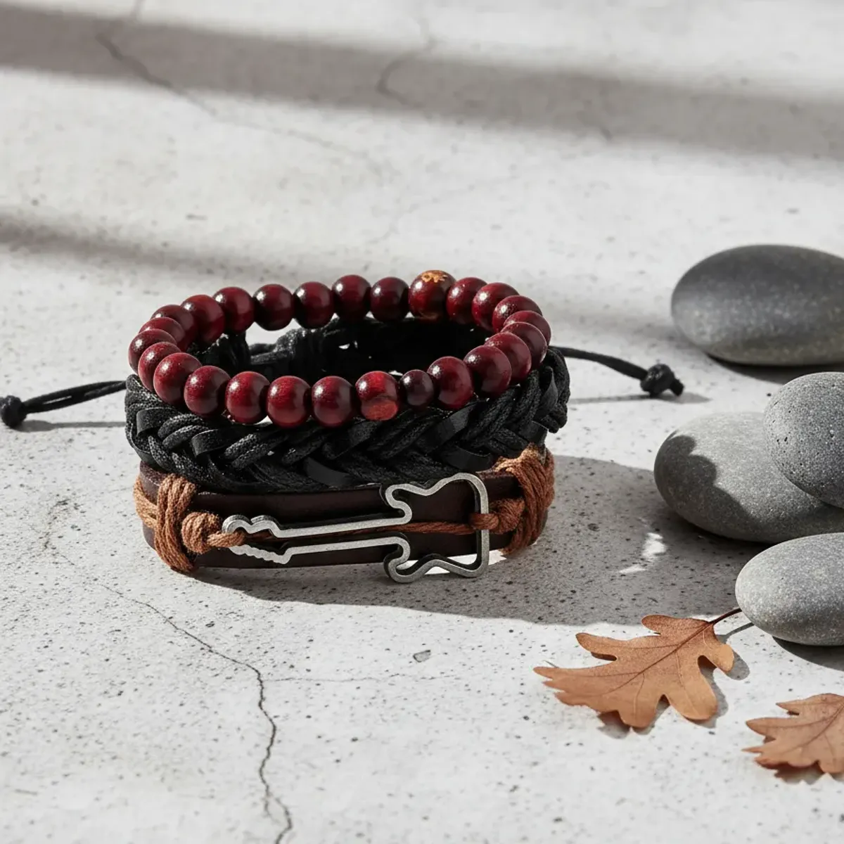 GENERICO - Conjunto Pulsera De Cuero Guitarra Hombre Mujer Moda
