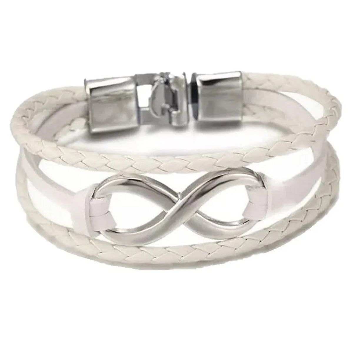 GENERICO - Pulsera Cuero Infinito Blanca Hombre Mujer Moda