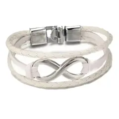 GENERICO - Pulsera Cuero Infinito Blanca Hombre Mujer Moda