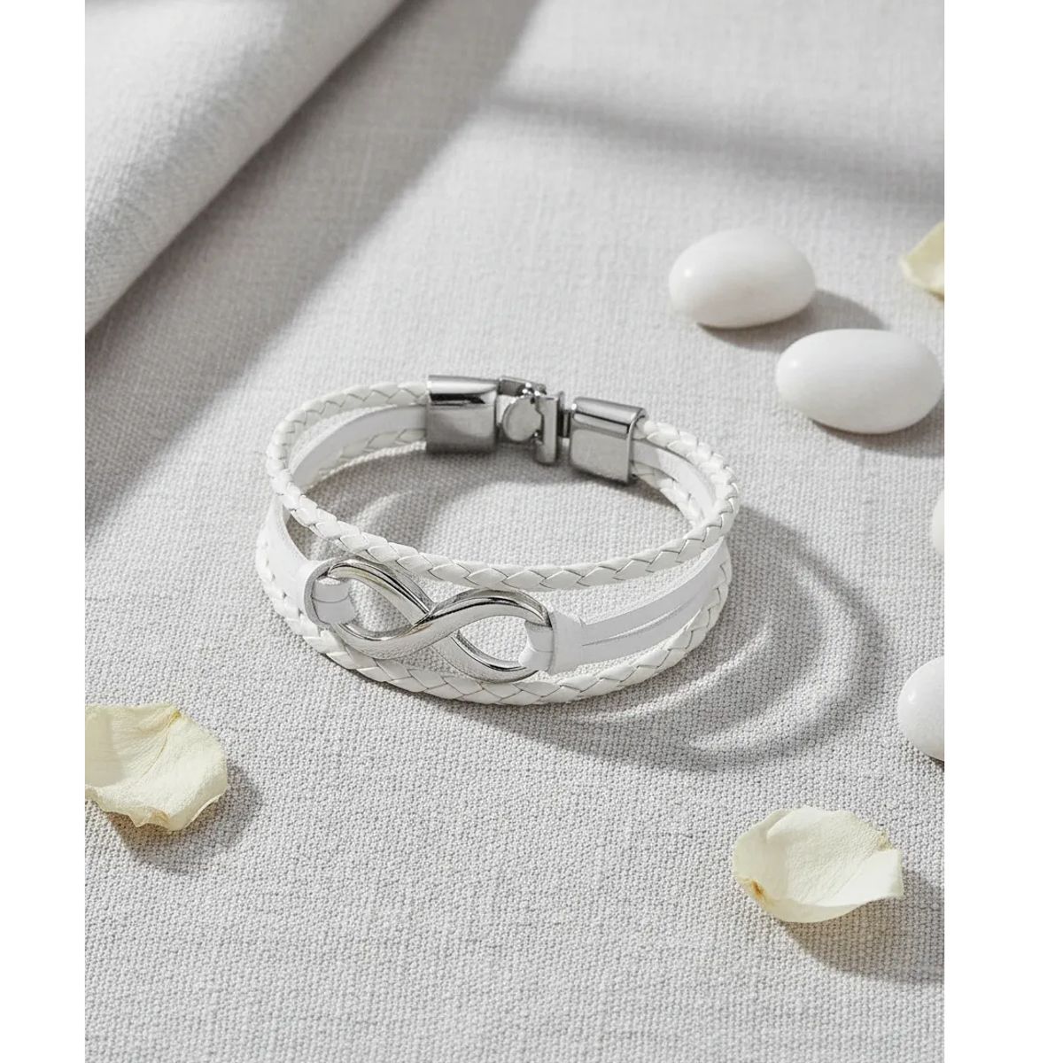 GENERICO - Pulsera Cuero Infinito Blanca Hombre Mujer Moda