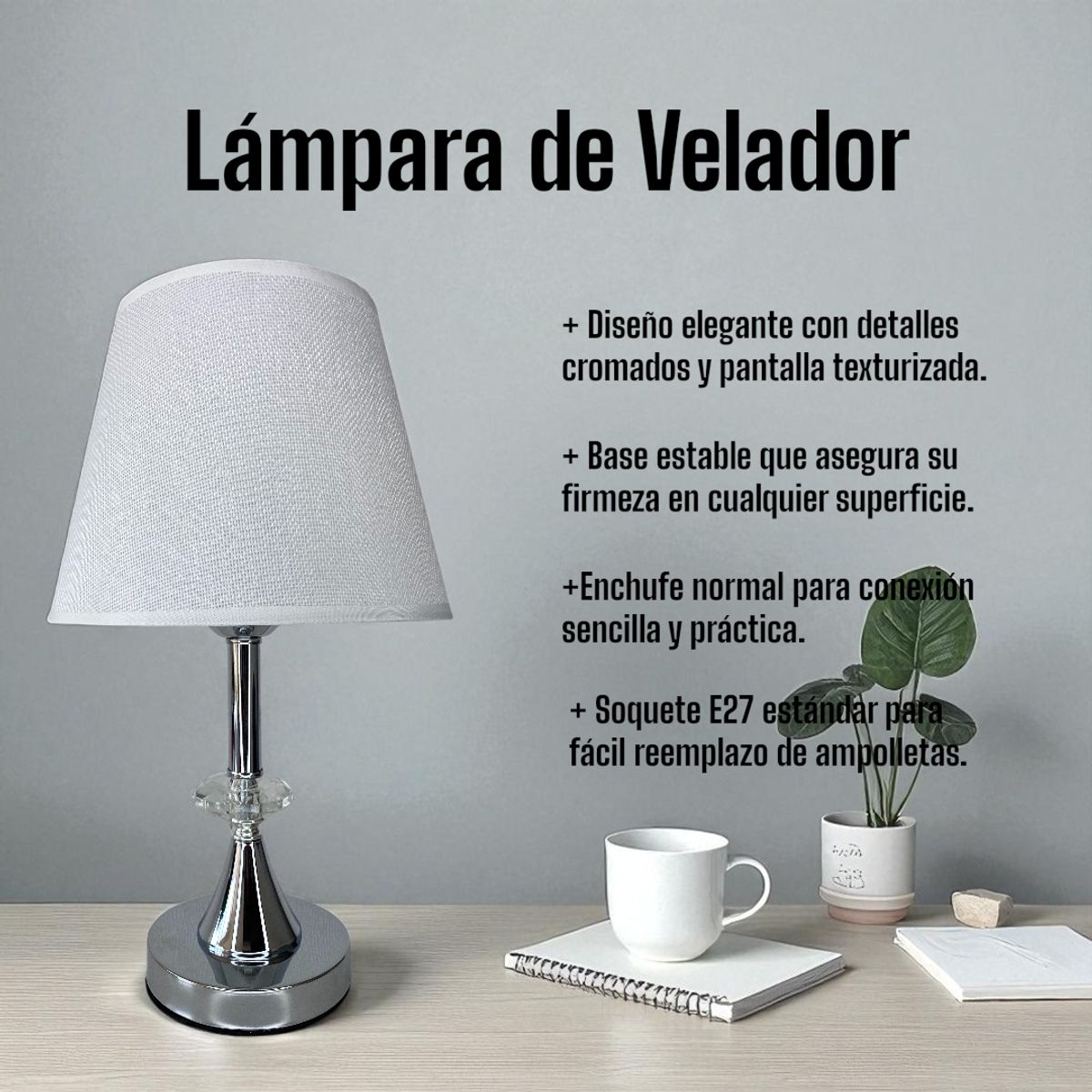 Pack Lamparas Velador Dormitorio Mesa Decorativa Minimalista Interior, marca GENERICO - Foto 2