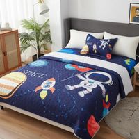 CUBRECAMA DE NIÑO DE VERANO 1.5 PLAZA AZUL NIÑO ESPACIAL WYM