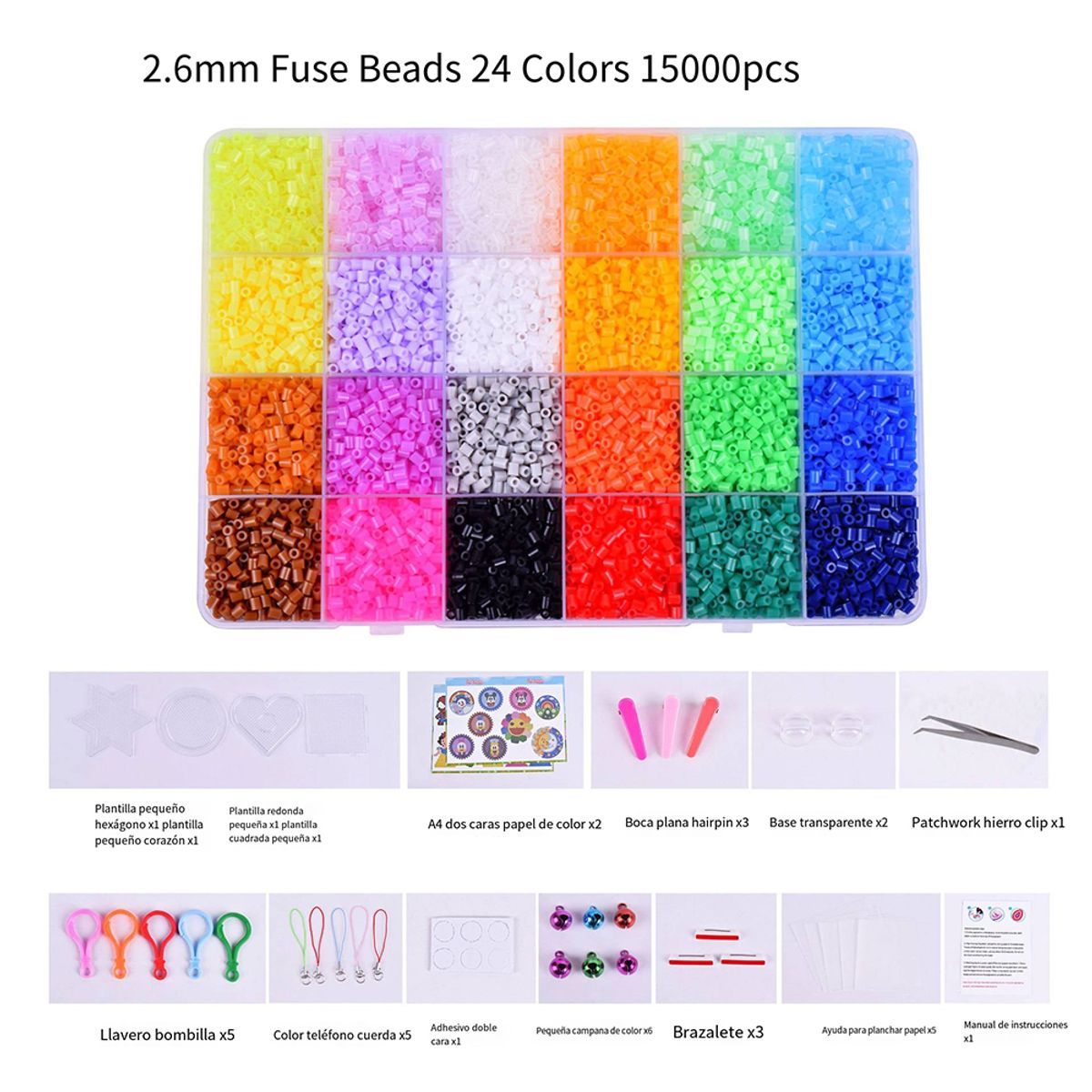 ATURE - Pack Hama Beads 2.6mm 15000pcs 24 Color Y Accesorios