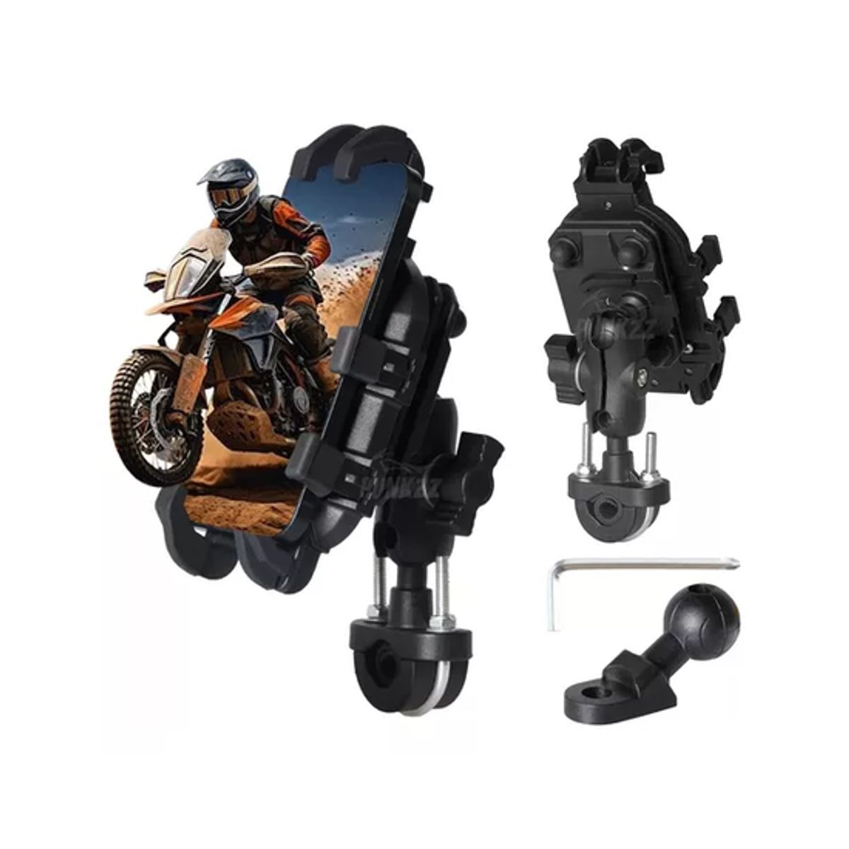 GENERICO - Soporte Porta Celular Para Moto Y Bicicleta 360o Choque Negro