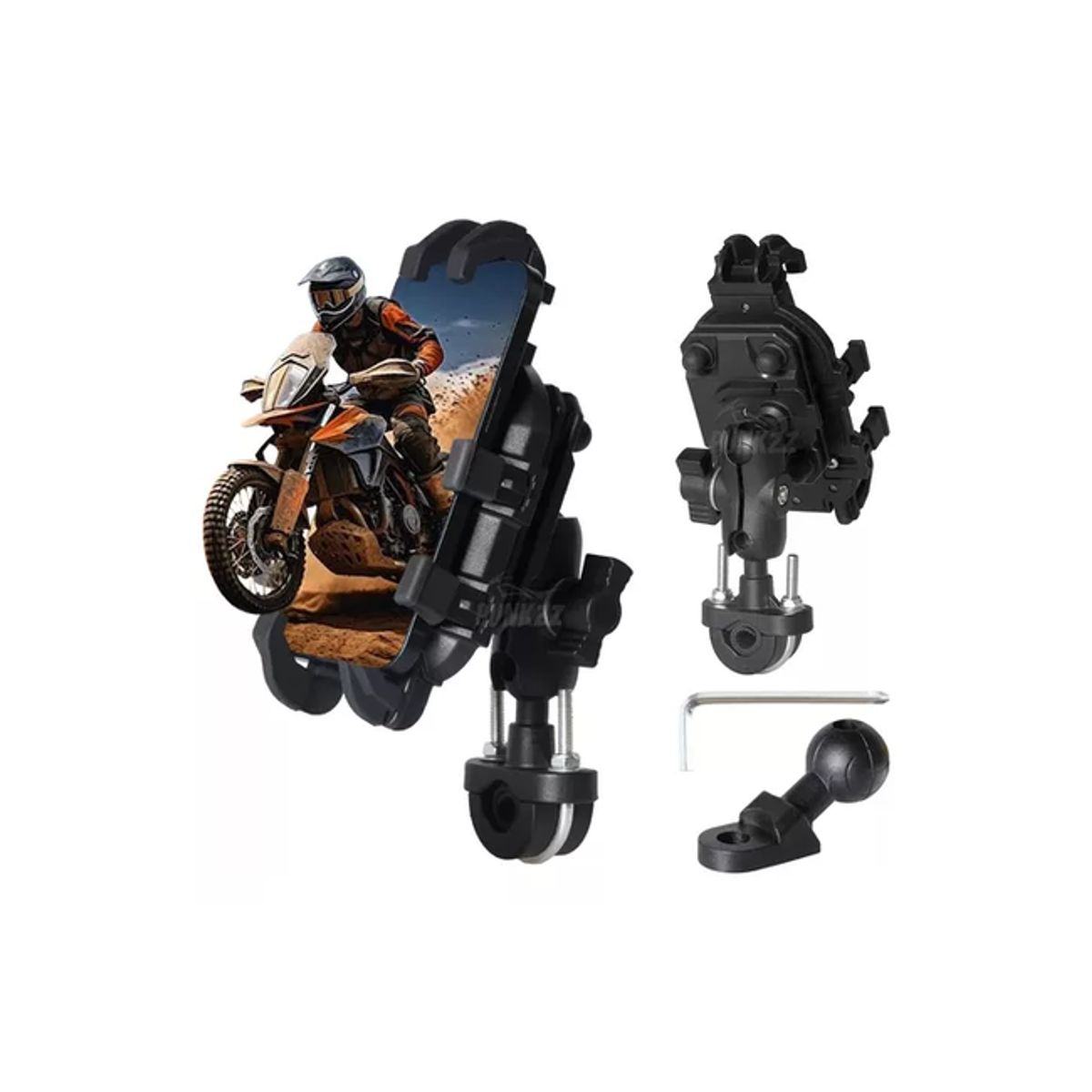 GENERICO - Soporte Porta Celular Para Moto Y Bicicleta 360o Choque Negro