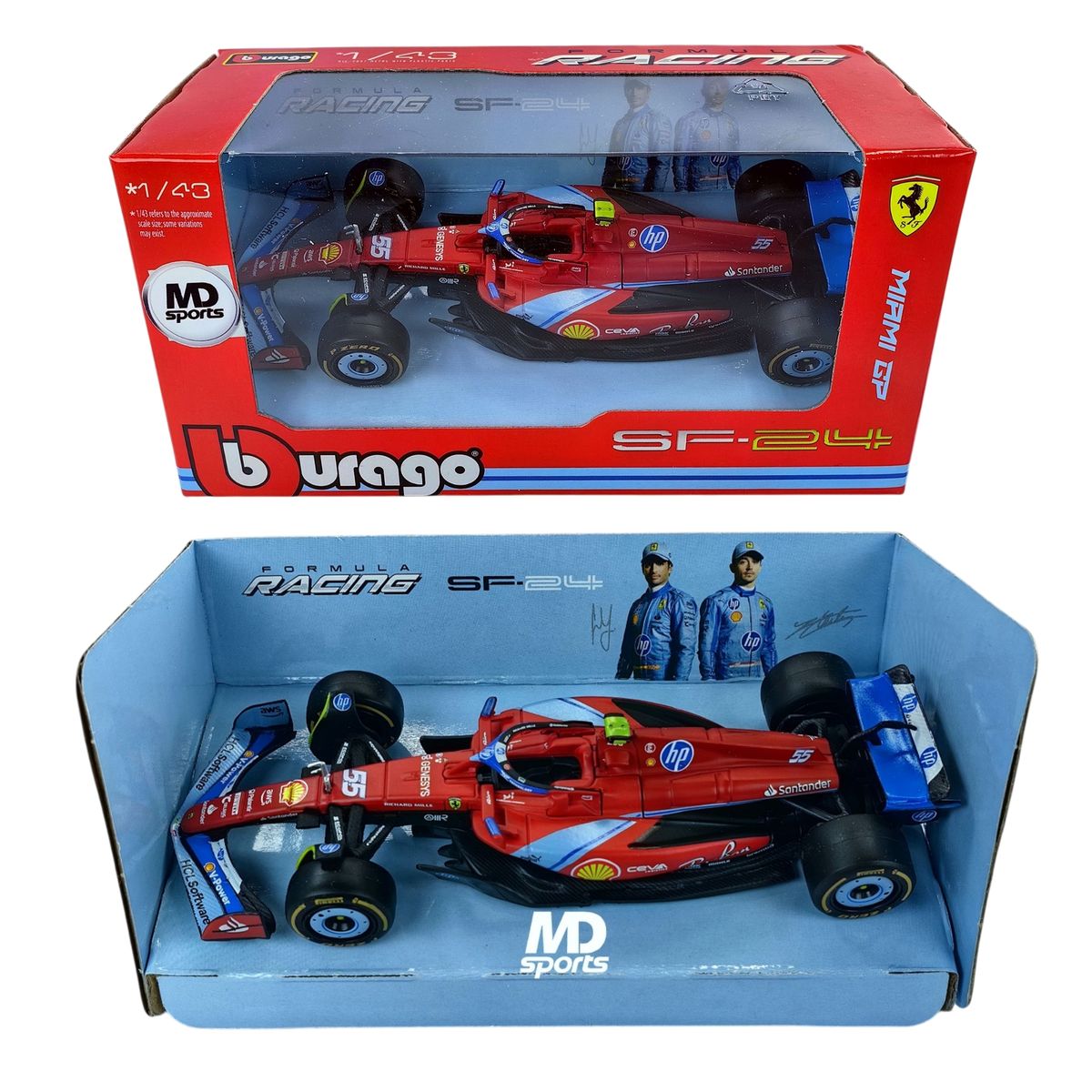 BBURAGO - Auto F1 Ferrari SF-24 GP Miami Carlos Sainz Caja Normal 1.43