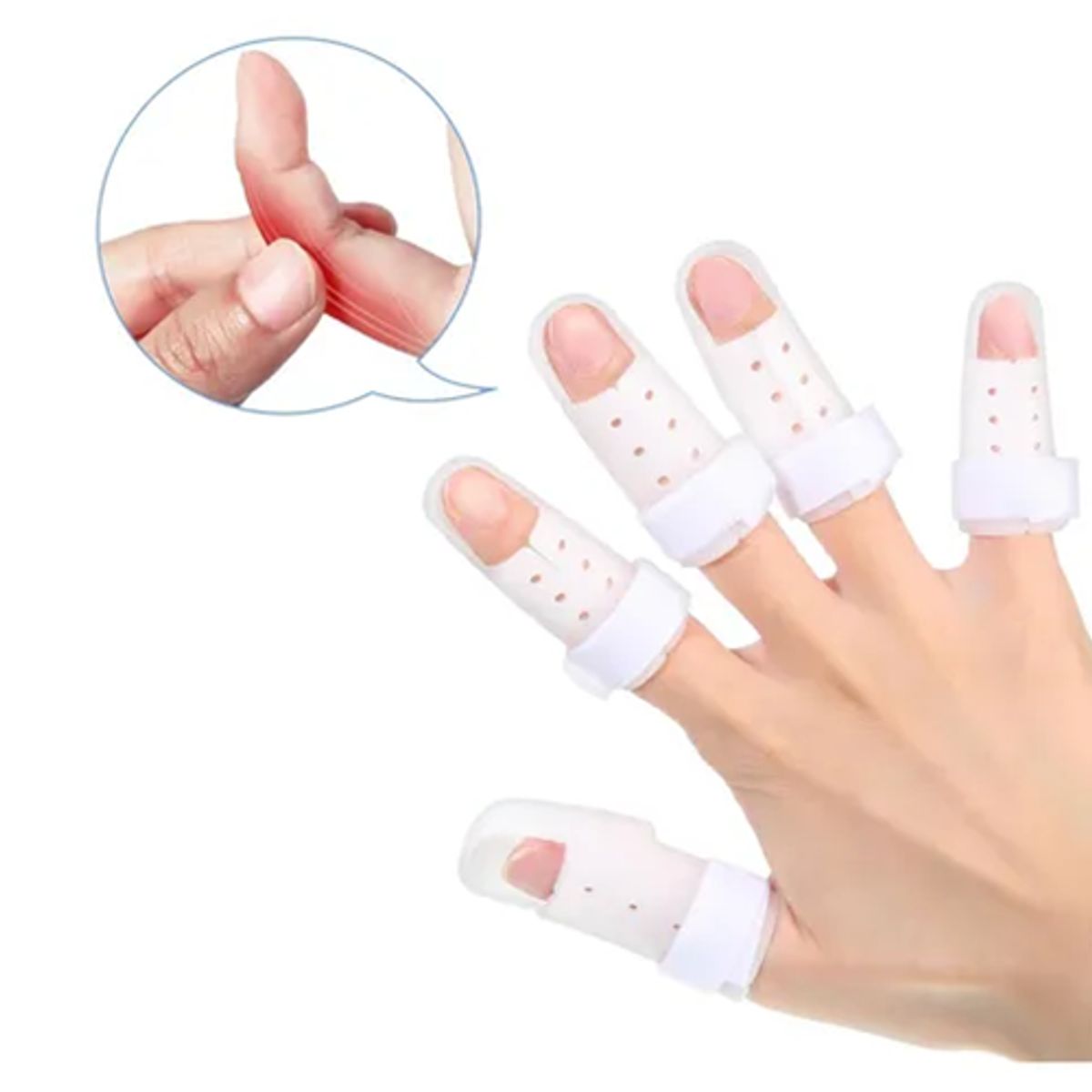 GENERICO - Inmovilizador Ferula Ajustable Para Dedo Artritis Pack 6 Und Transparente