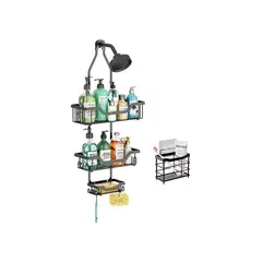 GENERICO - Organizador de Ducha para Baño Halman Toalleros Color Negro Instalación Pared