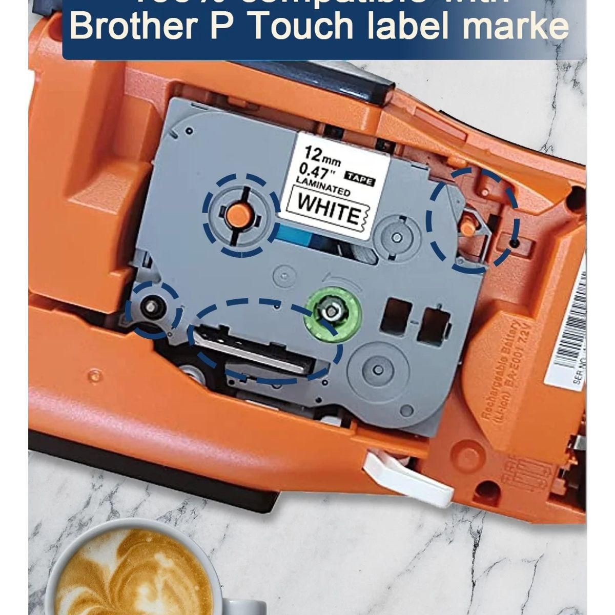 KINDA NICE - 4pcs Cinta Rotuladora Brother Tze-231 Alternativa 12mm