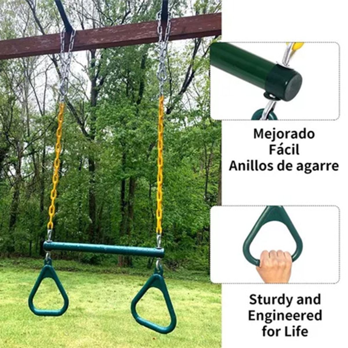 KINDA NICE - Barra Trapecio + Anillos Y Accesorios Gimnasia Para Niños