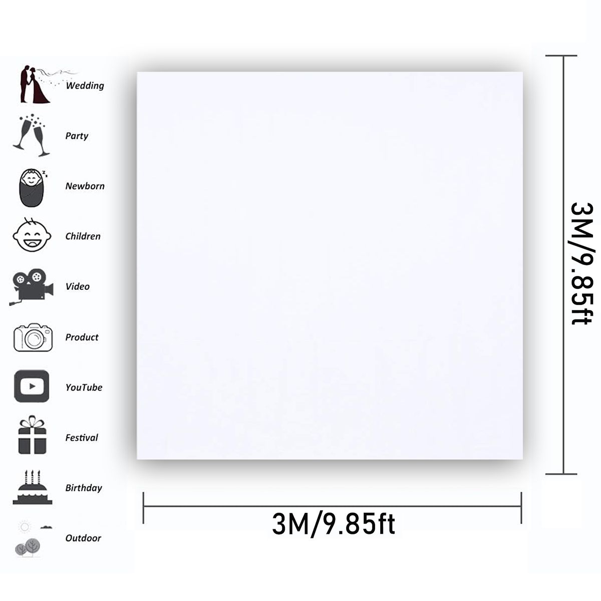 KINDA NICE - Fondo De Pantalla  Blanco Profesional 3x3m Foto Video