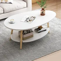 YOMYM - Mesa de centro mesa baja con estante 804042cm blanco cálido