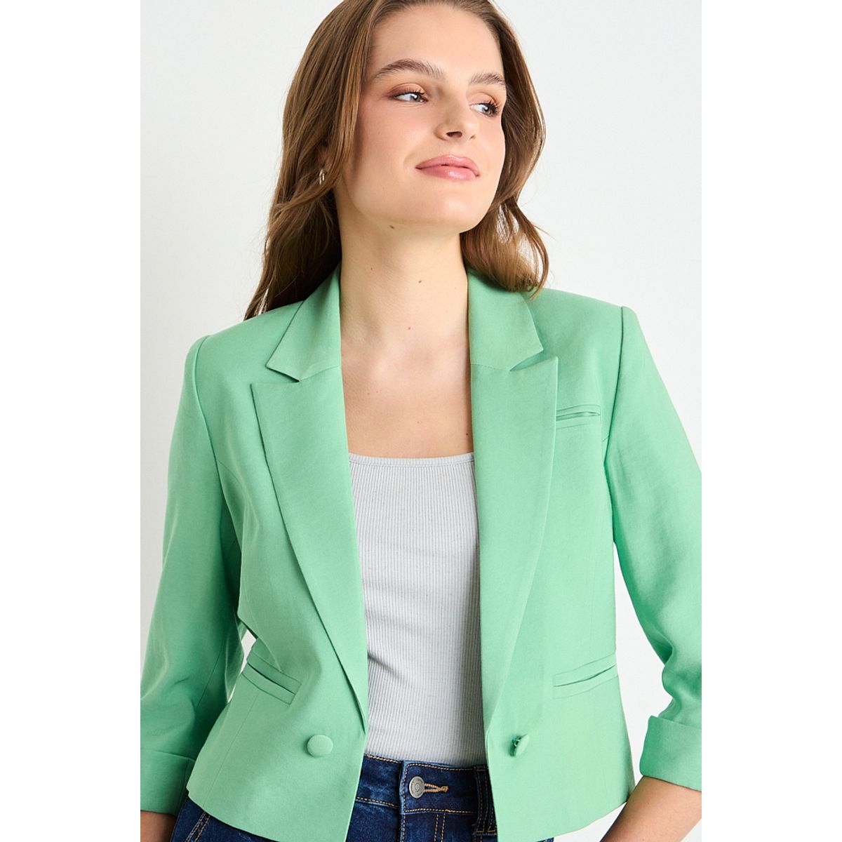 IO - Blazer Liso Mujer Verde Oliva Io