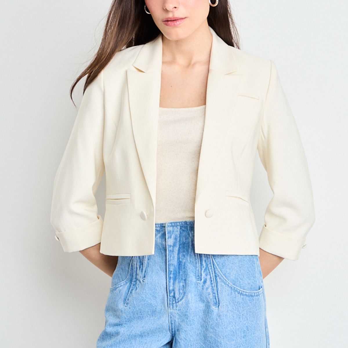 IO - Blazer Liso Mujer Crudo Io