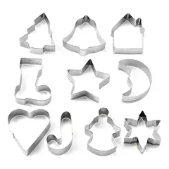 GENERICO - Set 10 Cortadores Moldes Para Galletas De Navidad