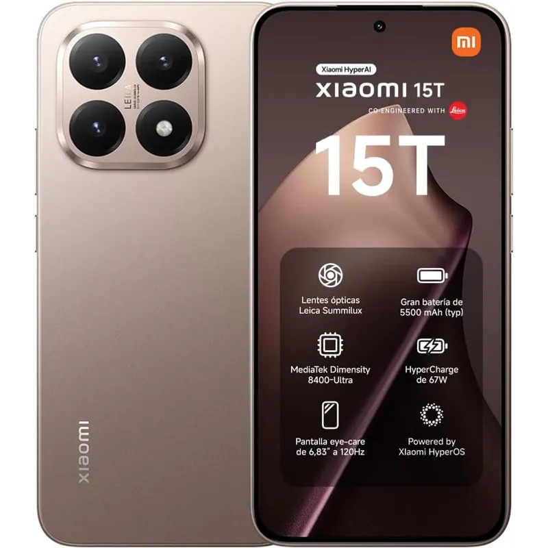 XIAOMI - Xiaomi 15T 5G 12G RAM+ 512G Triple Cámara Leica Resistente agua IP68  Rosado
