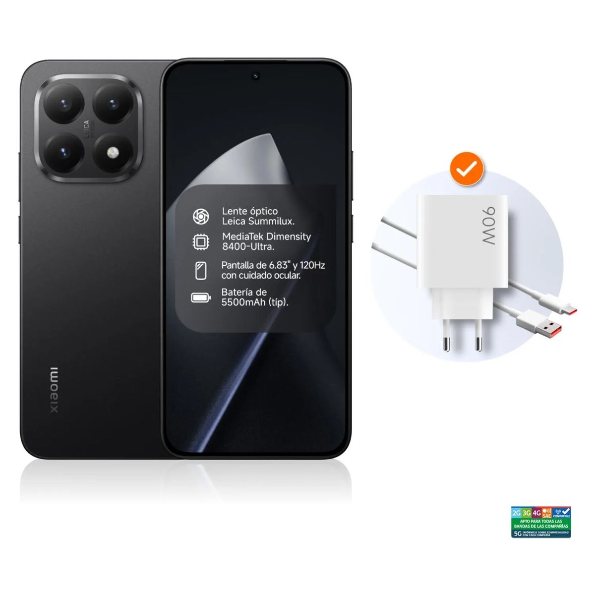 XIAOMI - Xiaomi 15T 12G RAM+ 512G Triple Cámara Leica Resistente agua IP68  Negro.