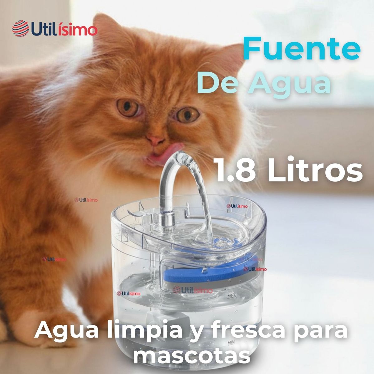 LINE - Fuente Dispensador Bebedero De Agua Para Mascotas 1.8 Litros