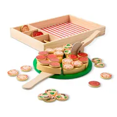 MELISSA & DOUG - Juego de pizza de madera Melissa and Doug con ingredientes