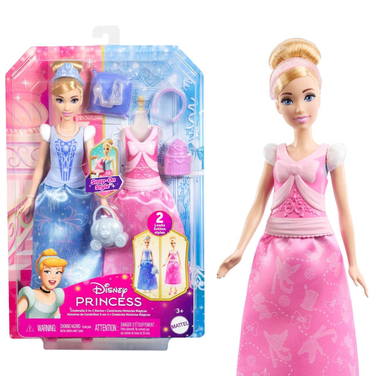 DISNEY - Muñeca Disney Princesa Cenicienta - 2 Vestidos para Cambiar