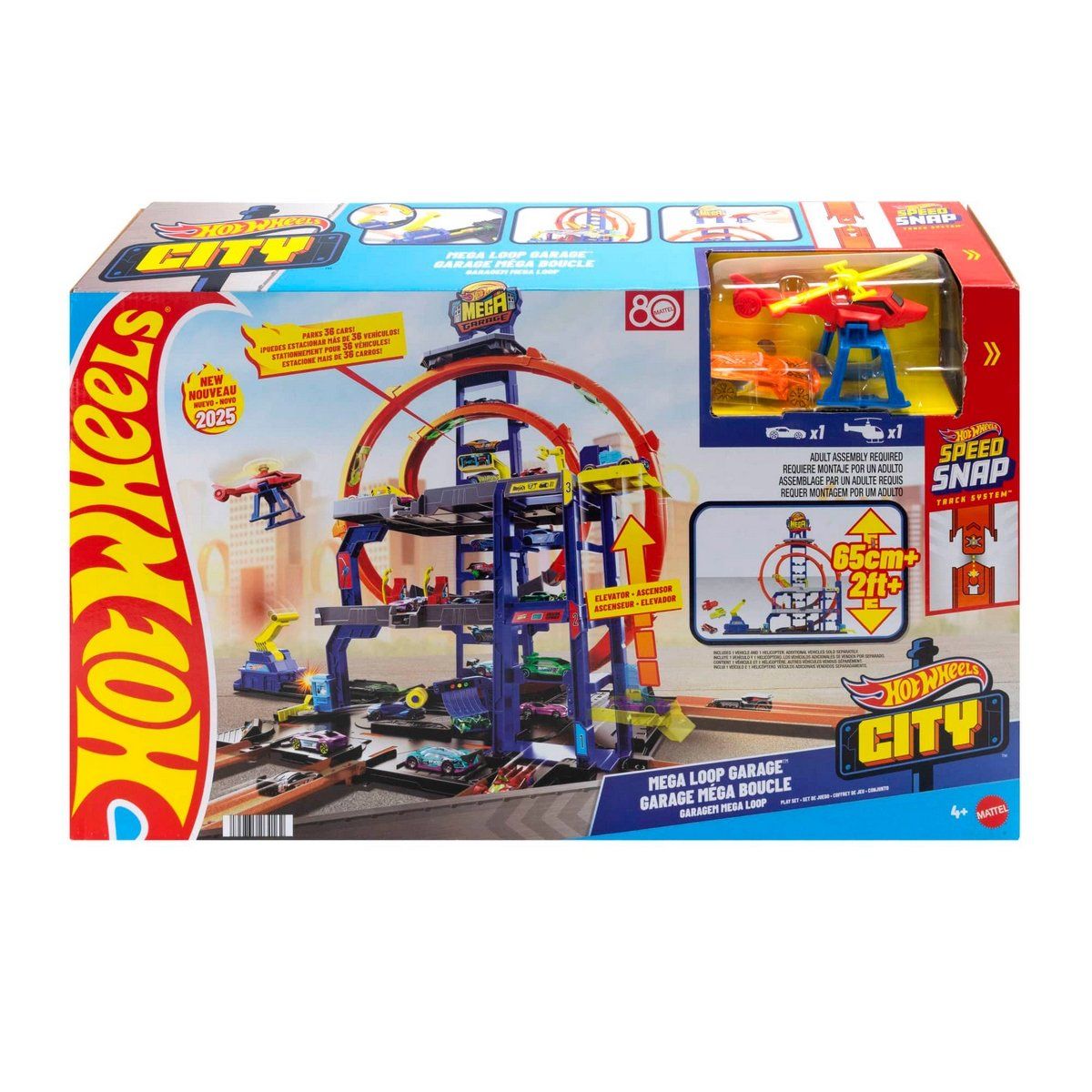 HOT WHEELS - Hot wheels mega garage con elevador y helicóptero