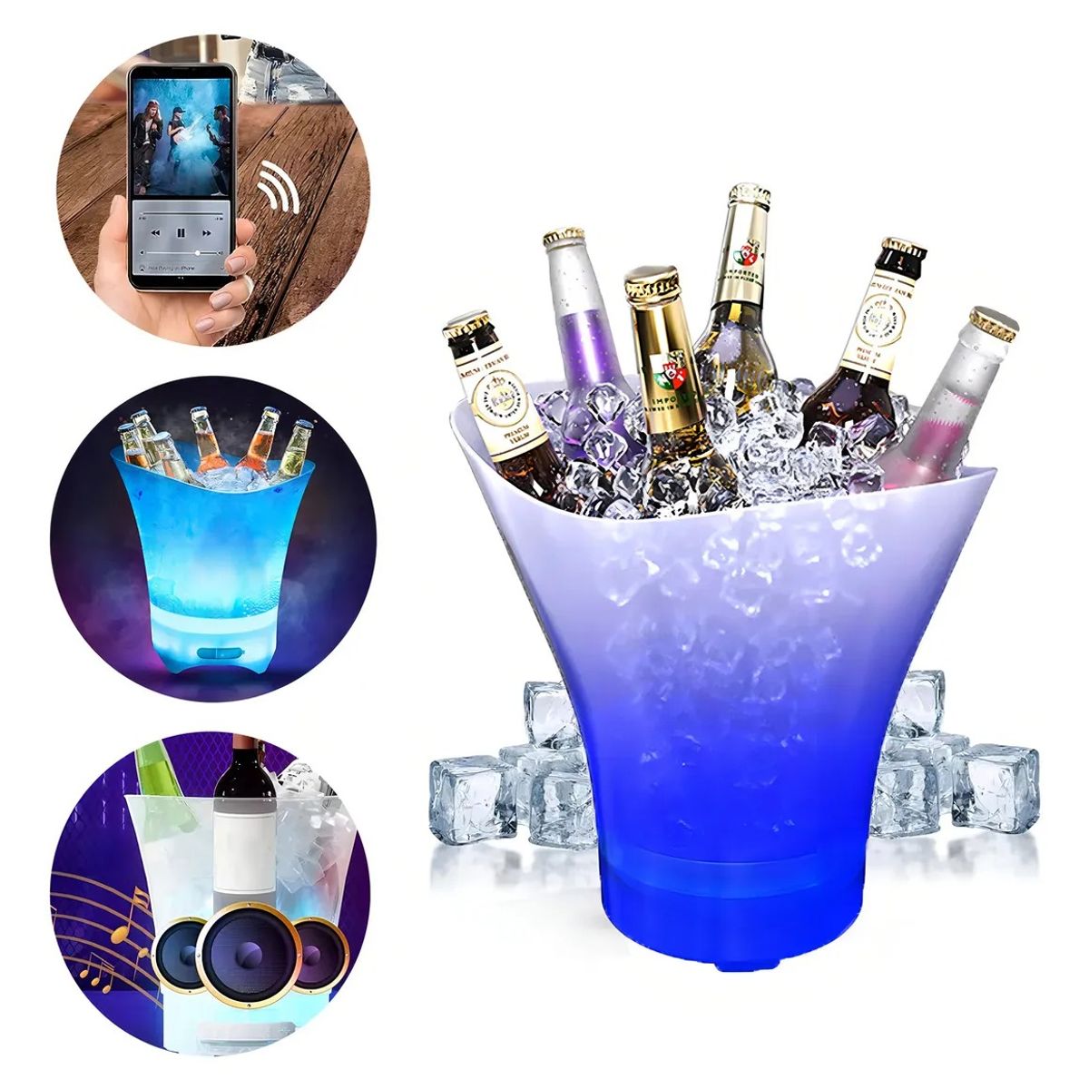 GENERICO - Hielera Con Parlante Bluetooth y Luces 7 Litros