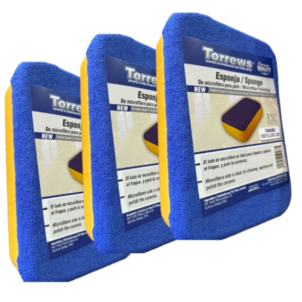 GENERICO - Set 3 Esponja + Microfibra Profesional Torrews
