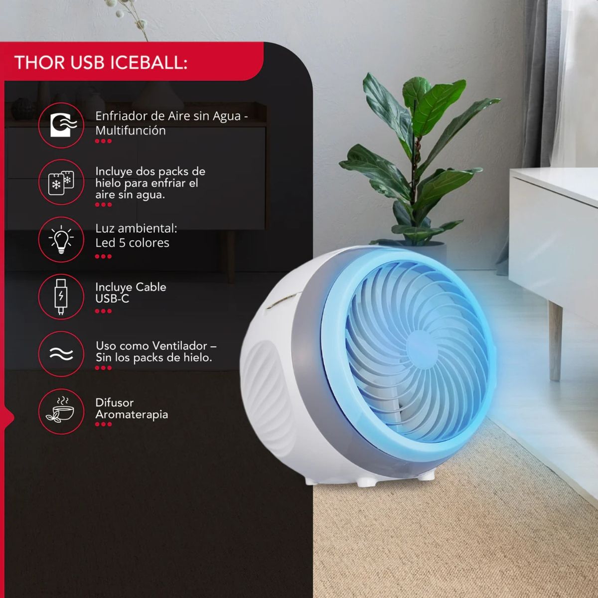 THORBEN - Enfriador Portatil Difusor Aroma Thorben Thor Usb Iceball