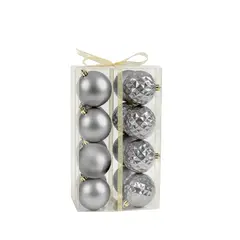 GENERICO - 16 Esferas Navidad Bambalina 8 Cm Plateado Navideñas Decorar