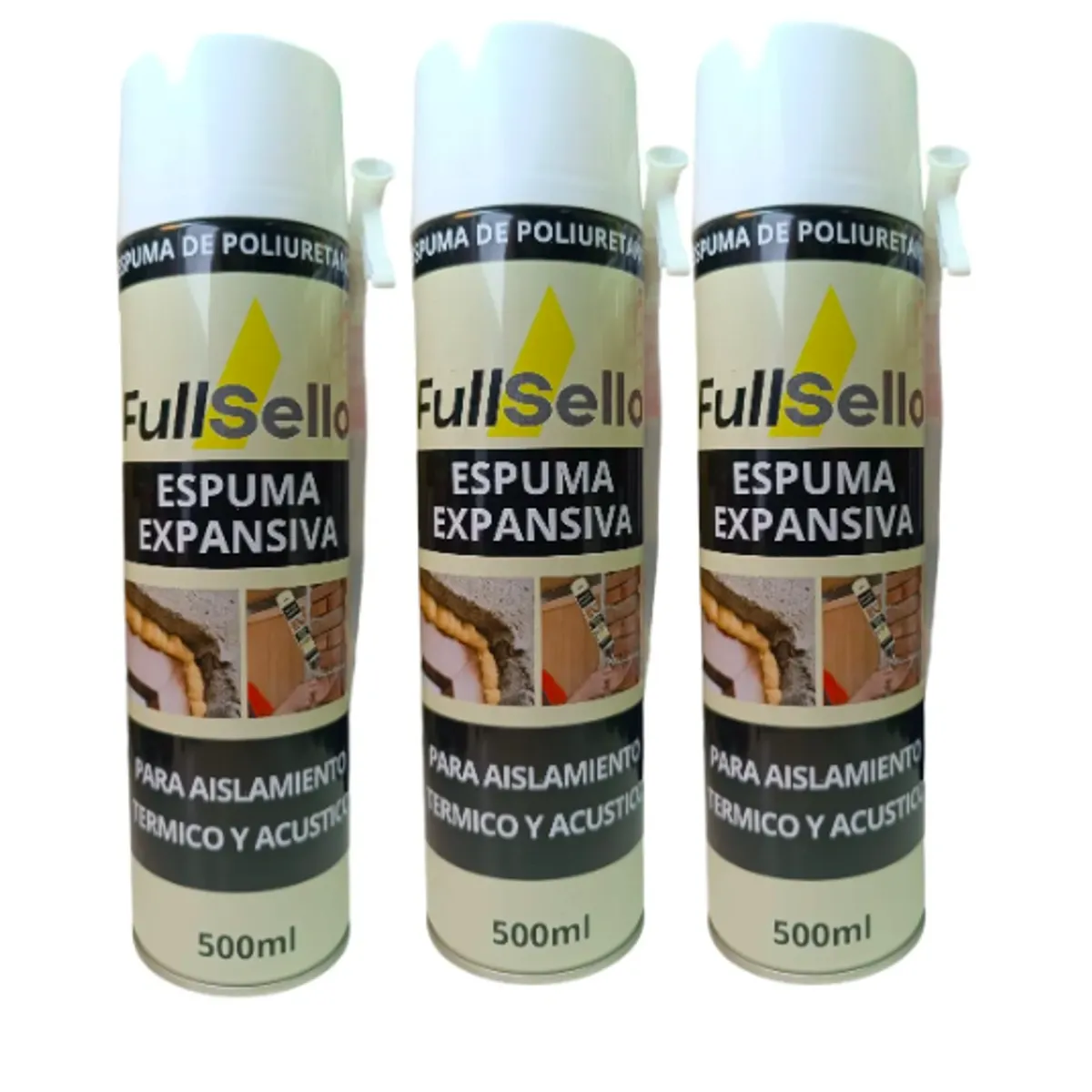 FULLSELLO - Pack x3 Und Espuma Expansiva Poliuretano Fullsello 500ml