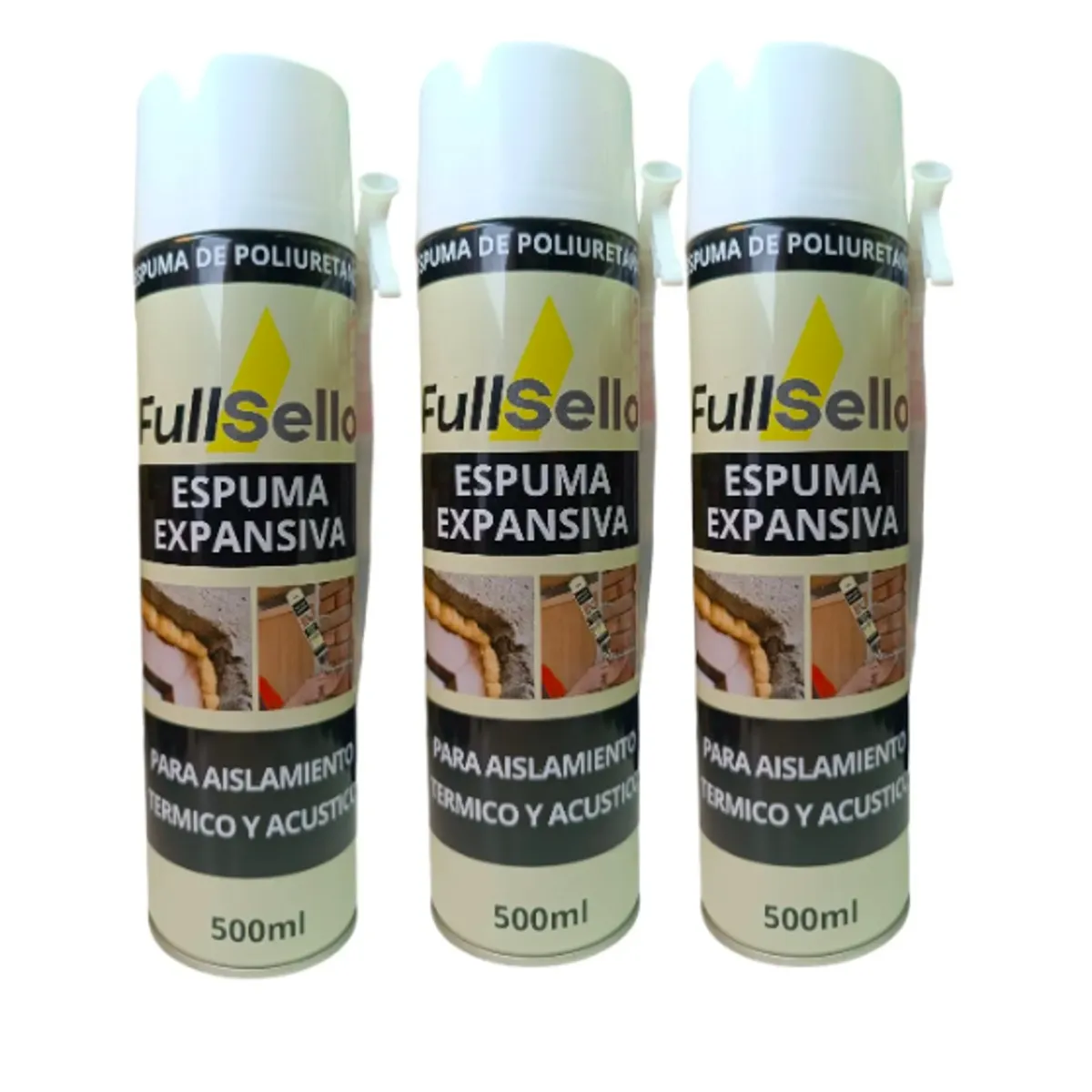 FULLSELLO - Pack x3 Und Espuma Expansiva Poliuretano Fullsello 500ml