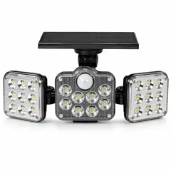GENERICO - Luz Solar Foco Triple Cabezal Con Sensor De Movimientos Negro