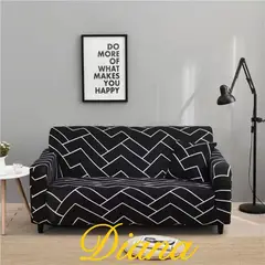 DIANA - FUNDA SILLON ELASTIZADO 3 CUERPO 195CM/230CM DISEÑO NEGRO LINEAS