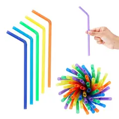 GENERICO - Bombilla Plástica Flexible De Colores 6mm 100und Pajilla Desechable