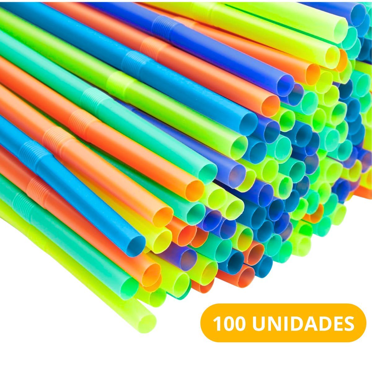 GENERICO - Bombilla Plástica Flexible De Colores 6mm 100und Pajilla Desechable