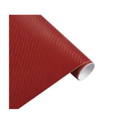 GENERICO - Vinilo Lamina Fibra Carbono auto Adhesivo 20 x127cm Rojo