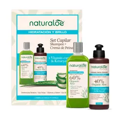 NATURALOE - Cabello Hidratación Brillo Shampoo + Crema Peinar