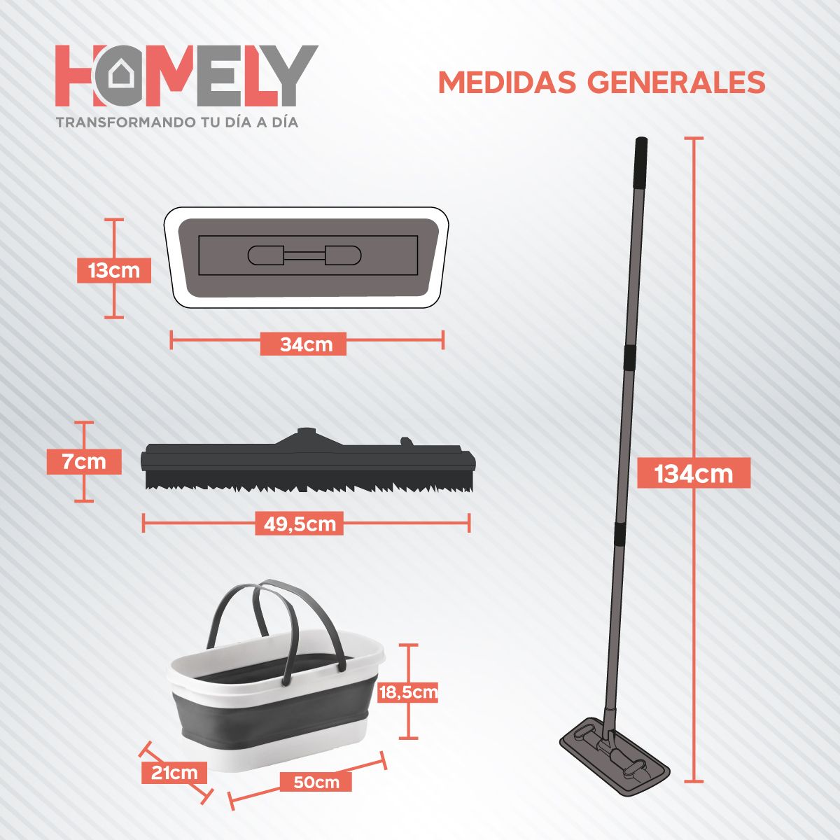 HOMELY - Mopa Plana Giratoria 360° de Balde Plegable Homely Microfibra