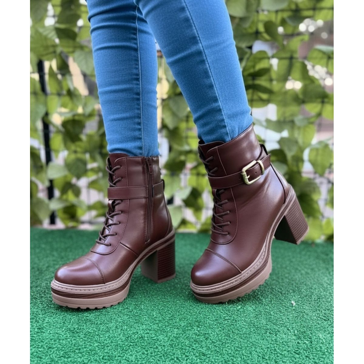SNOOPY - Botines para Dama color Café  Taco Medio  con Plataforma M531