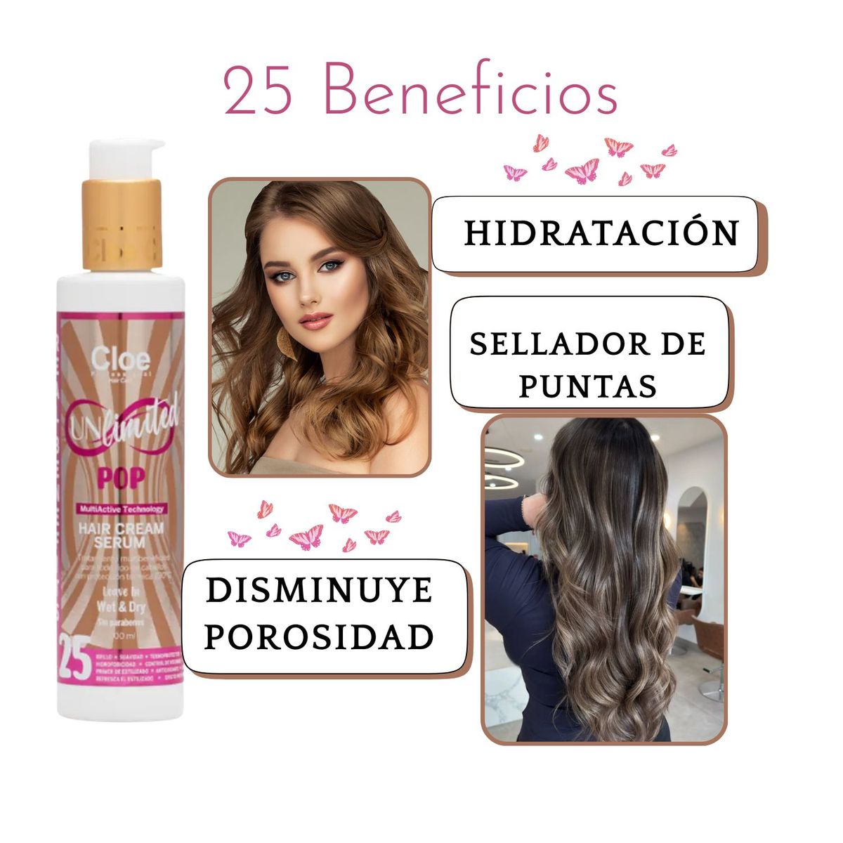 CLOE - Serum Cloe 25 Beneficios Unlimited Pop 200ml Aroma Mango Hidrata Nutre Suaviza Protege