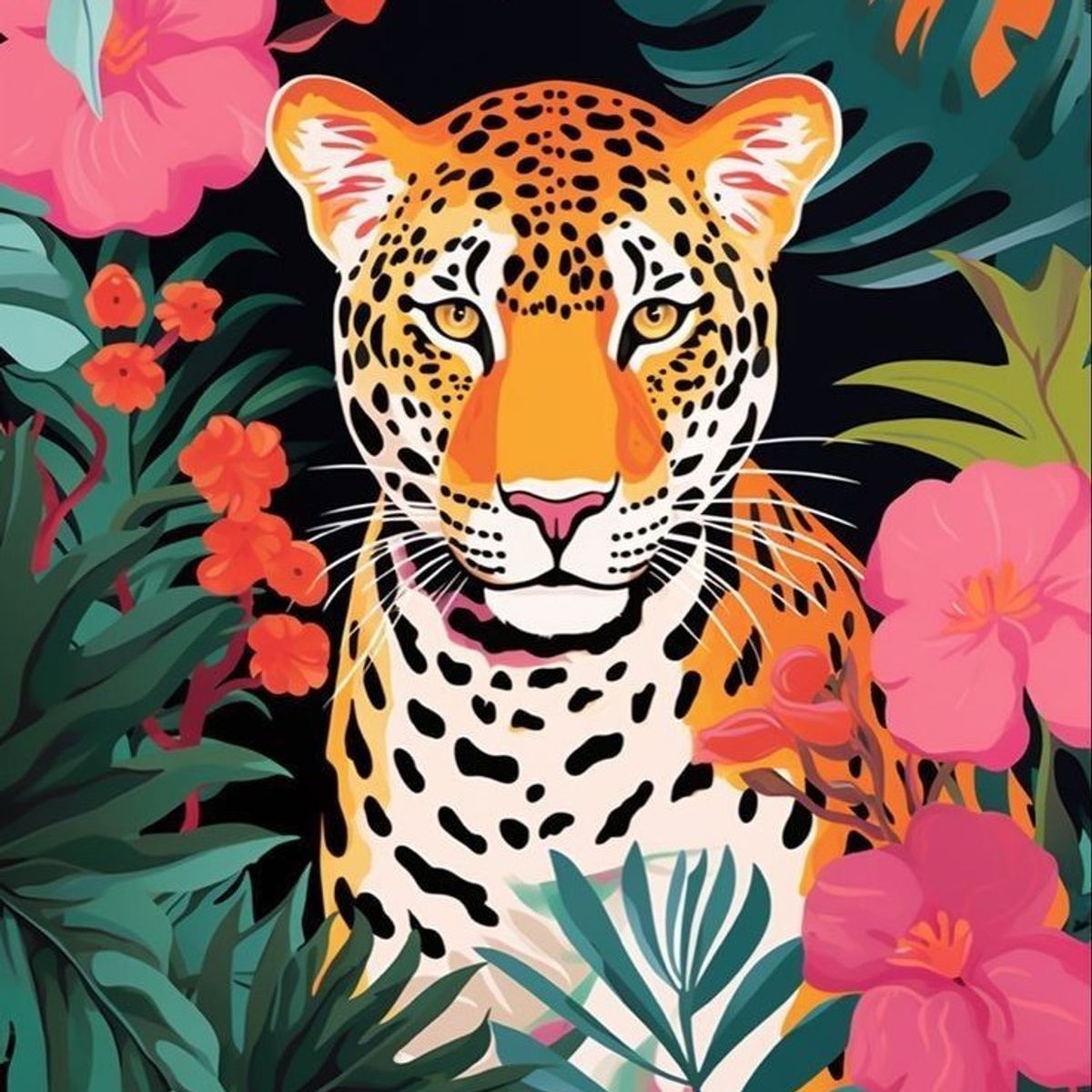 ARTE CONSENTIDO - PINTURA POR NÚMERO CON BASTIDOR DISEÑO LEOPARDO DE 30X40