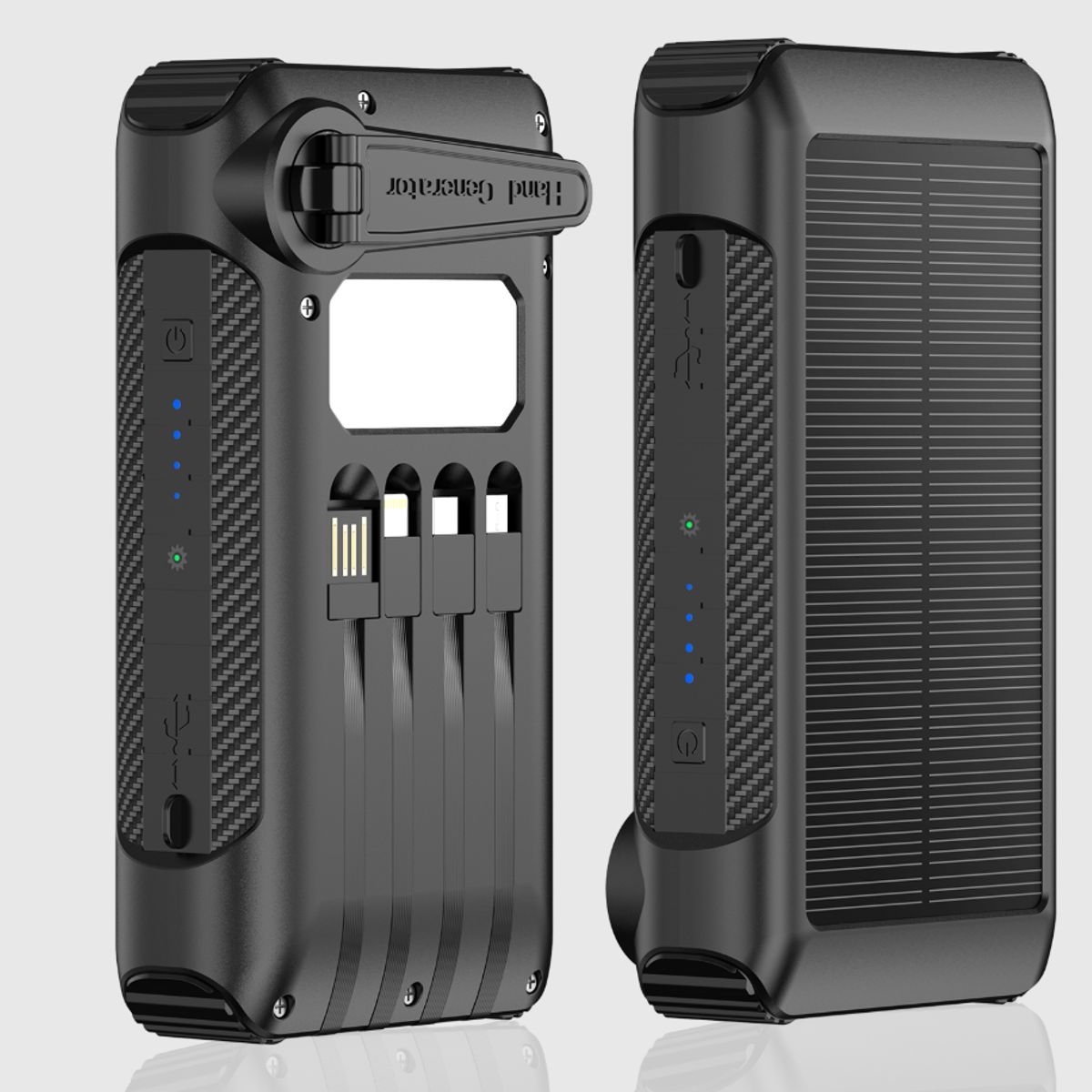 CAMPSOR - BATERIA PORTATIL SOLAR CON MANIVELA MANUAL XWD-2201B 20000 mAh