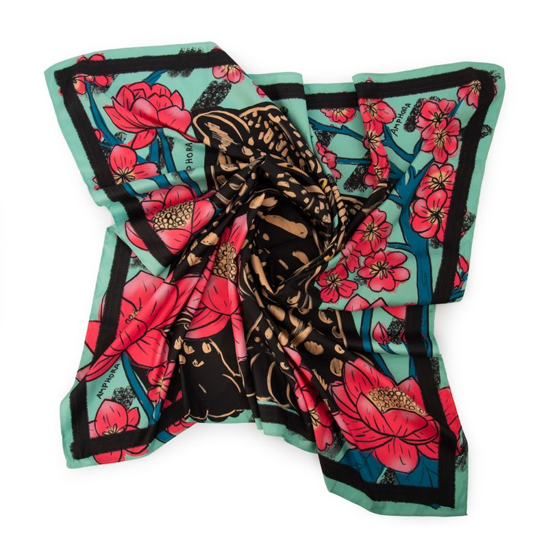 AMPHORA - Pañuelo lotus mediana negro