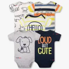 TEDMIMAK - Pack 5 Bodys Niño Manga Corta 100% Algodón Loud But Cute