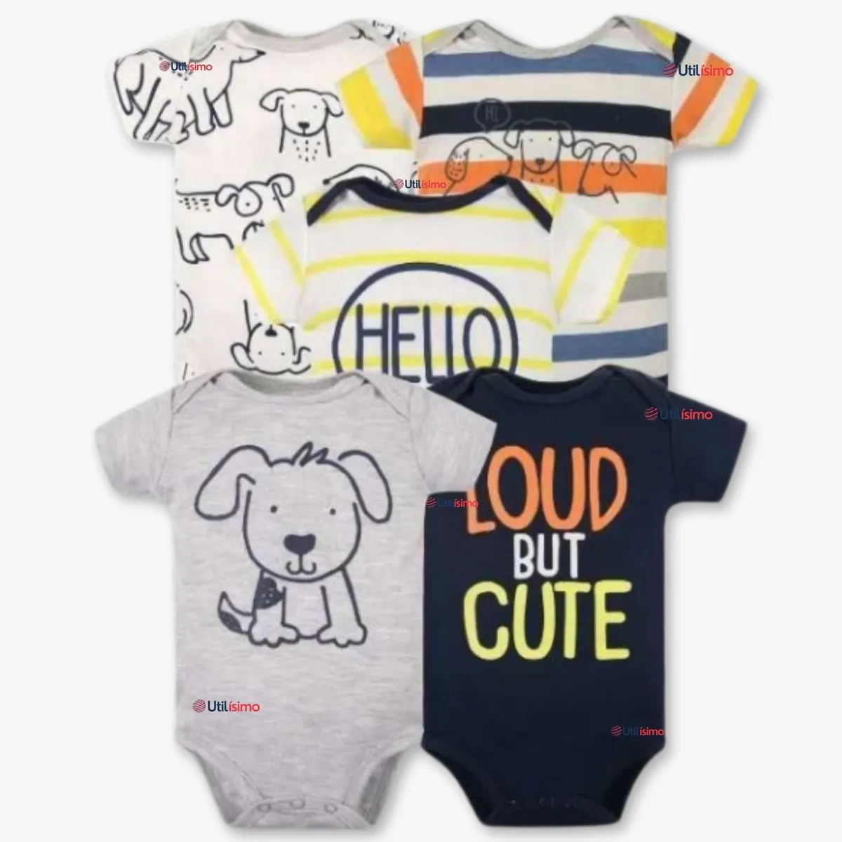 TEDMIMAK - Pack 5 Bodys Niño Manga Corta Tedmimak 100% Algodón Loud But Cute