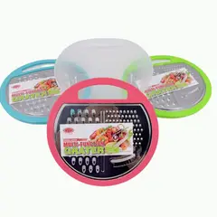 HOMESTAR - Rallador de Queso y Verduras 3 en 1 con Recipiente - Azul