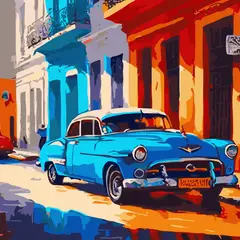 ARTE CONSENTIDO - PINTURA POR NÚMERO CON BASTIDOR AUTOMOVIL CLÁSICO 40X50
